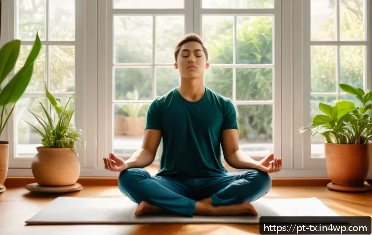 내면의 지혜를 통한 목표 달성의 비법 - A serene and inspiring scene of a young adult meditating peacefully in a minimalist, sunlit room wit...
